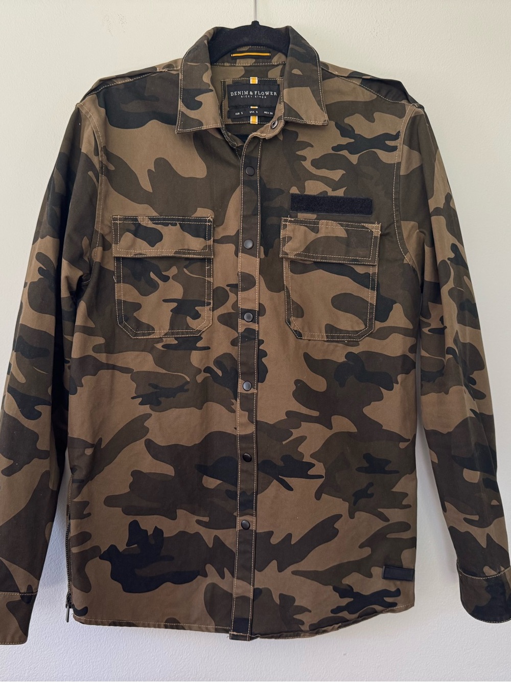 Denim & Flower Men's Camouflage Military Inspired Jacket
